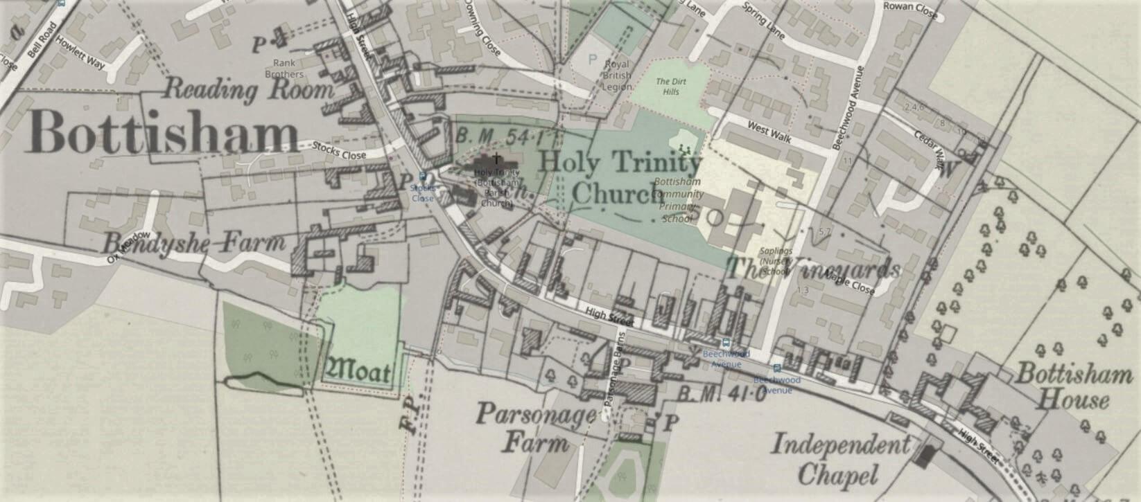 Bottisham south - modern and c1890 map overlay